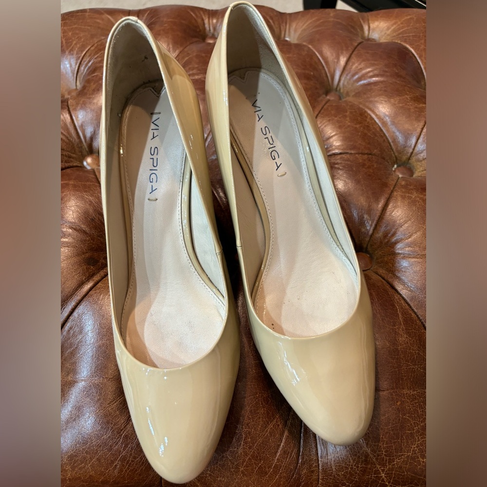 Via Spiga patent leather wedges, size 9.5, 3.25” heel, only worn twice!